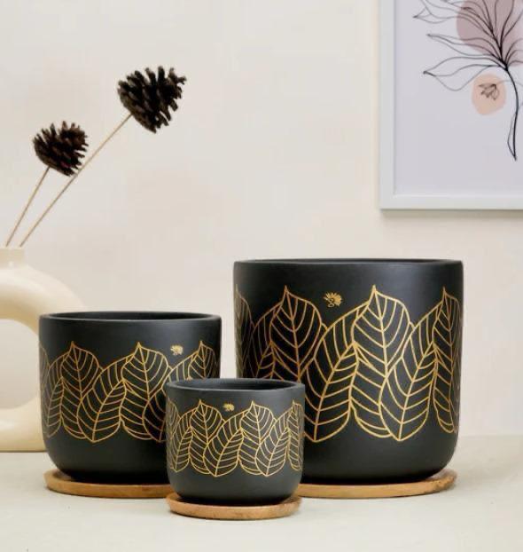Terra-cotta pot - Leaf print Matihaat